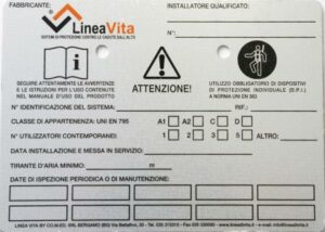 TARGHETTA PER LINEE DI ANCORAGGIO