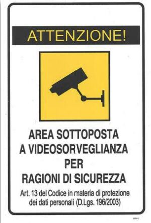CARTELLO PVC VIDEO SORVEGLIANZA CM 20X30