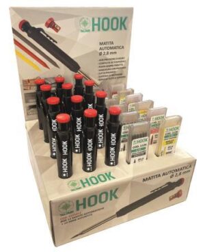 MATITA HOOK AUTOMATICA ø2,8MM + COVER E MINE IN ESPOSITORE DA 12 PZ