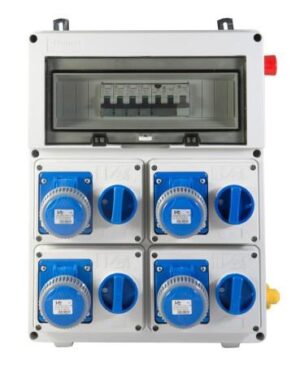 QUADRO CANTIERE 4PR. IP67 16A 230V 2P+T INTERBL.+1DF 4MG 9KW-PLG40000-4M