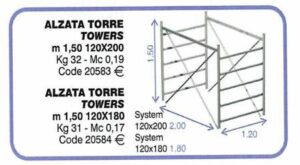 ALZATA TORRE H. MT.1,50 SYSTEM 120X200