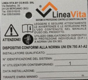 TARGHETTA PER PUNTI DI ANCORAGGIO