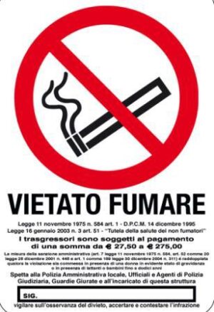 CARTELLO PVC VIETATO FUMARE CM 20X30
