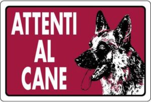 CARTELLO PVC ATTENTI AL CANE CM 20X30