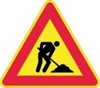 CARTELLO LAVORI IN CORSO PLASTICA LATO CM 90 FIG.II 383