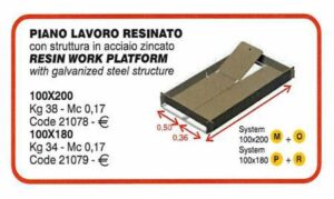 PIANO LAVORO C/BOTOLA E FERMAPIEDE SYSTEM 100X200