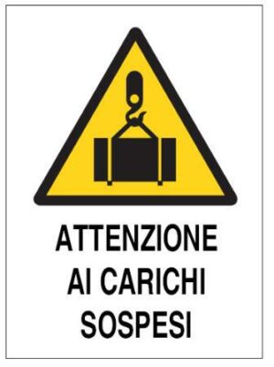 CARTELLO ATTENZIONE CARICHI SOSPESI CM 60X40